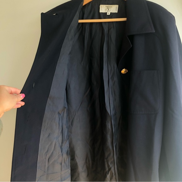 VTG Valentino Miss V Long Blazer 8 42 Navy Gold Button Lined jacket - Picture 10 of 15